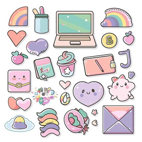 Download Cutesy Print and Cute Sticker Bundle Files Free PSD Mockups