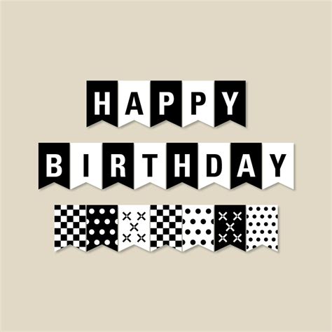 Cutout Happy Birthday Banner Printable Black And White