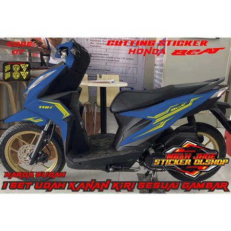 Cutting Sticker Honda Beat Biru Putih