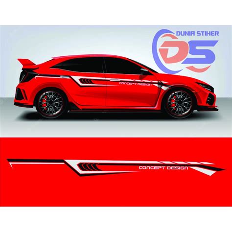 Cutting Sticker Mobil Sedan Merah