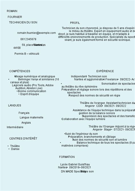 Cv Classique Coloré