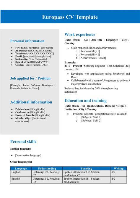 Cv Europe Template