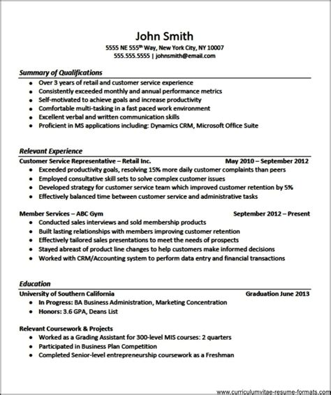 Cv Examples Experienced Professional