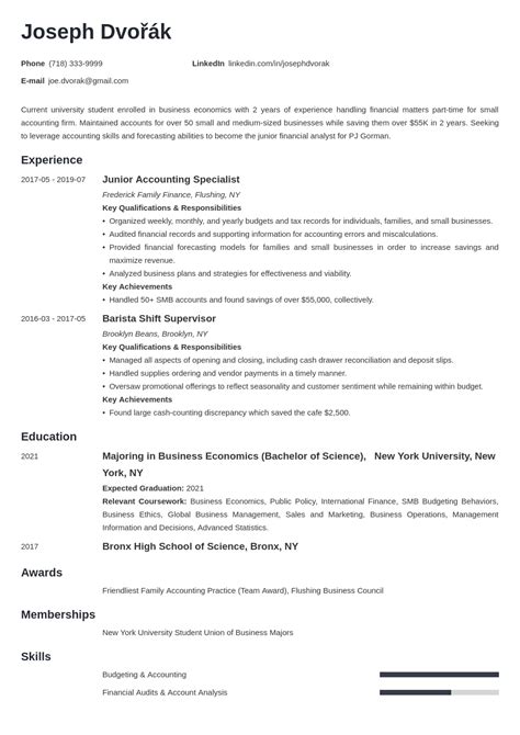 Cv Examples For Undergraduate Students