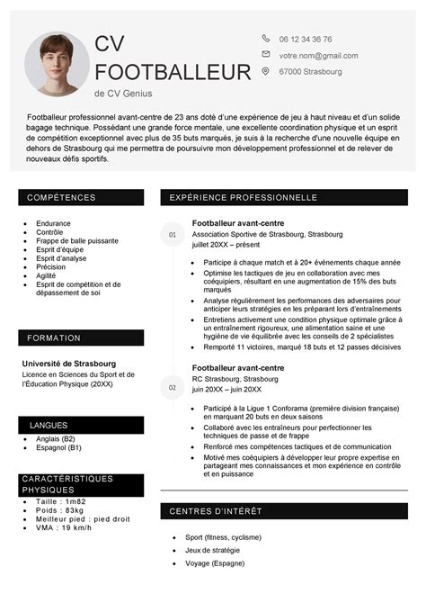Cv Footballeur Exemple