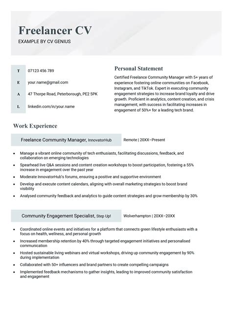 Cv Format For Freelancers