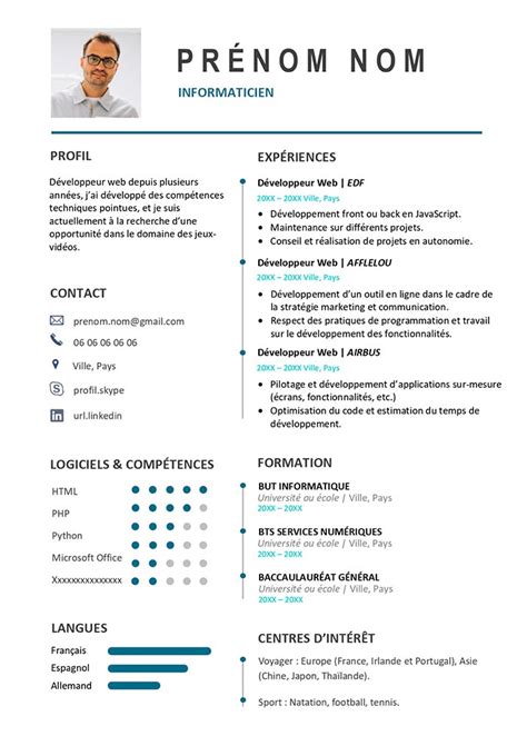 Cv Informaticien Debutant
