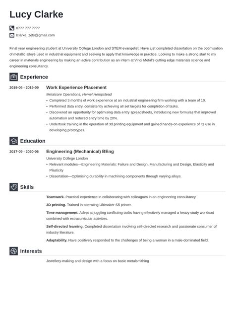 Cv Internship Template