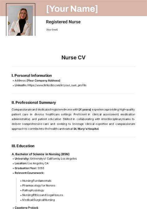 Cv Template For Nurse