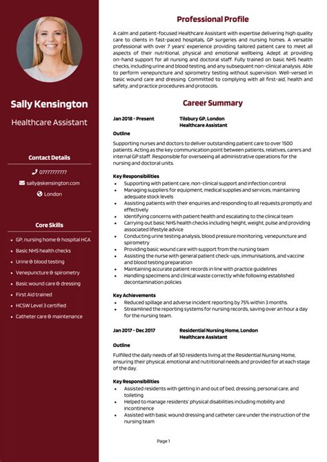 Cv Template Healthcare
