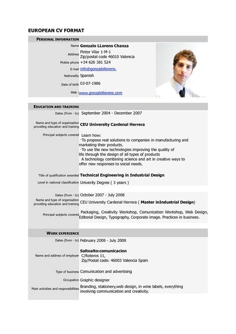 Cv Templates Europe
