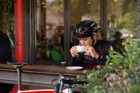 Cyclist at Cafe Stop