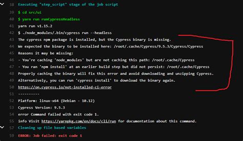 Cypress not installing binary in gitlab pipeline CI