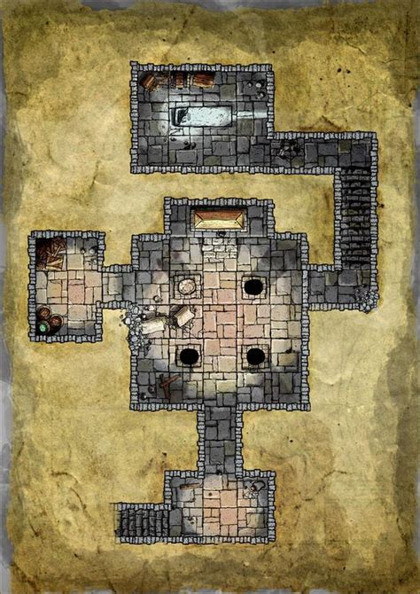 Clean crypt tomb dungeon map for DnD / Roll20 by SavingThrower on
