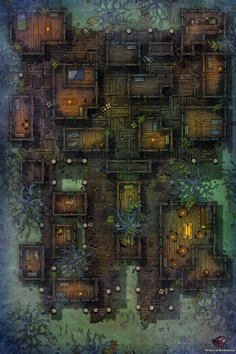 Swamp Village Fantasy city map, Dungeon maps, Fantasy map
