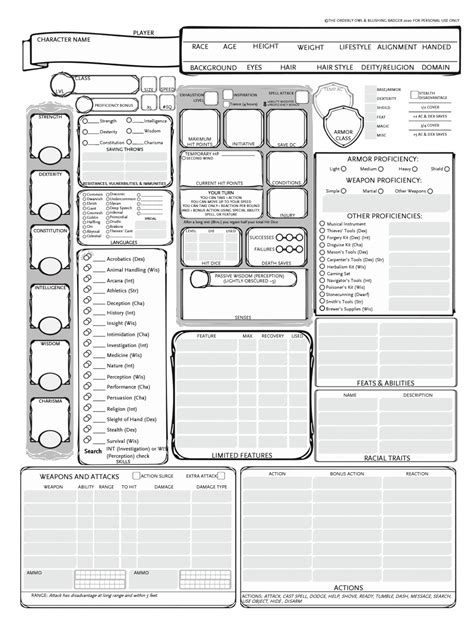 D&d Printable Character Sheet