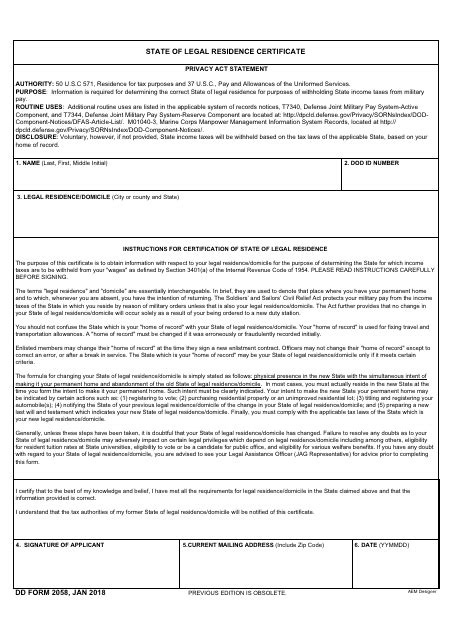 Form 2058 Fillable