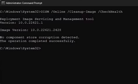 DISM command with CheckHealth option