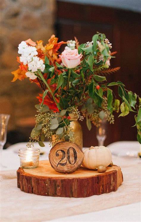 DIY Fall Wedding Flower Table Arrangements