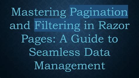 DRF Pagination and Filtering Mastering Data Management