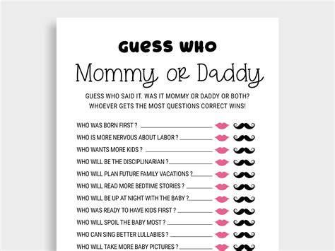 What Would Daddy Say baby shower game questions for dad Etsy Baby
