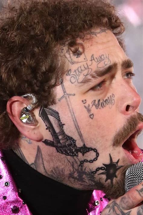 Dagger Post Malone Face Tattoos