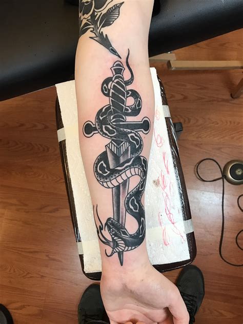 Dagger With Snake Tattoo