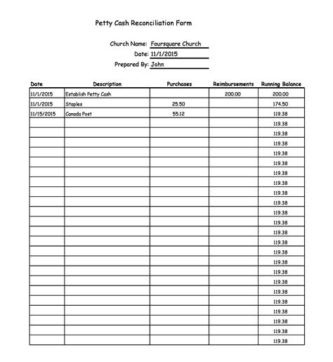 Daily Cash Reconciliation Template Excel