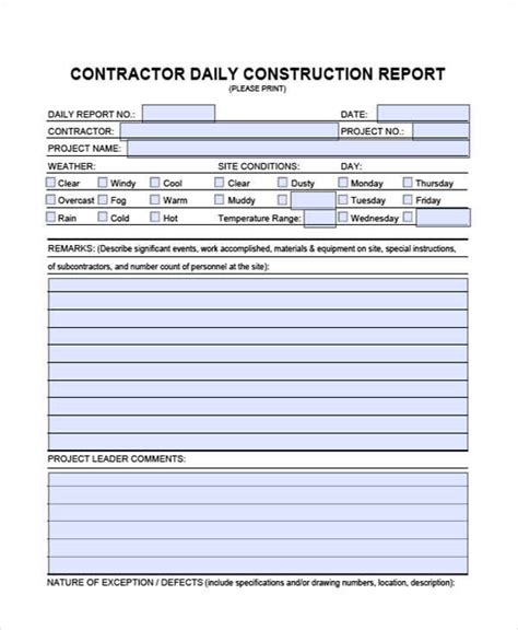 Daily Construction Log Template