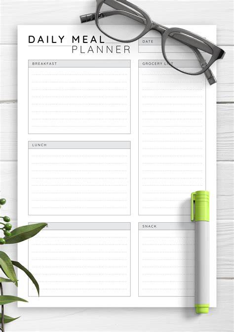 Daily Meal Planner Template Free Printable