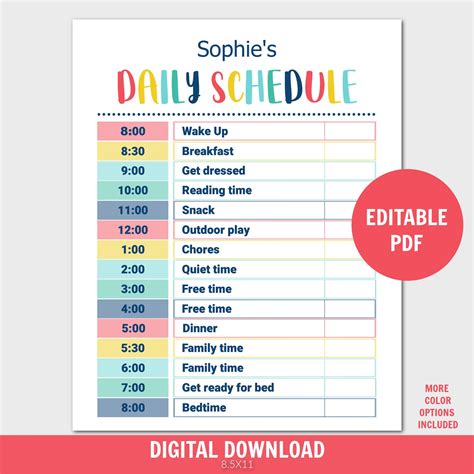Daily Routine Daily Schedule Printable
