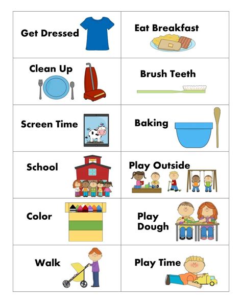 Daily Routine Free Printable Visual Schedule For Home