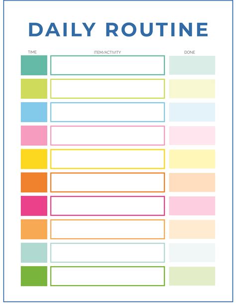 Daily Schedule Chart Printable