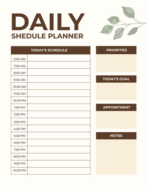 Daily Schedule Planner Template