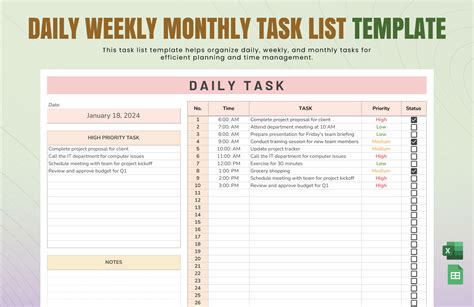 Daily Weekly Monthly To Do List Template