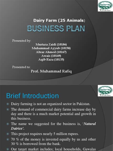 Dairy Farming Business Plan Ppt
