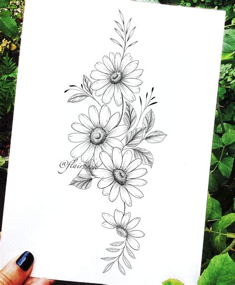 Daisy Flower Tattoo Outline