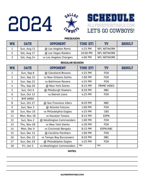 Dallas 2024 Schedule Nfl