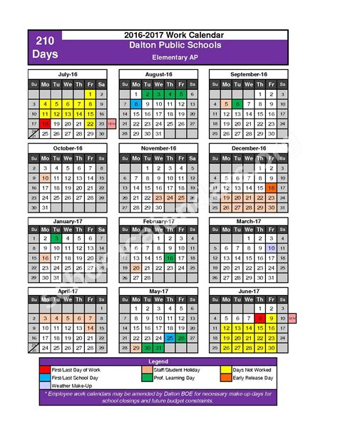Dalton Elementary Calendar