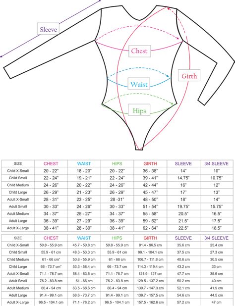 Dance Leotard Size Chart
