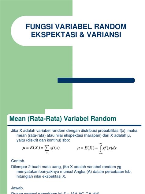 Dari Fungsi Variabel Random