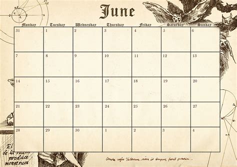 Dark Academia Calendar