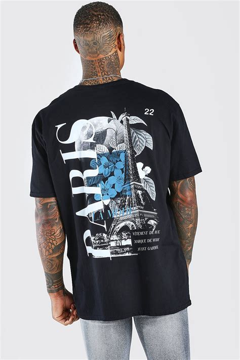 Bold Style: Dark Blue and Black Graphic Tee for Men