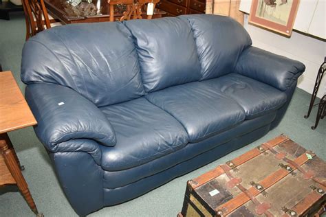 Dark Blue Leather Couch