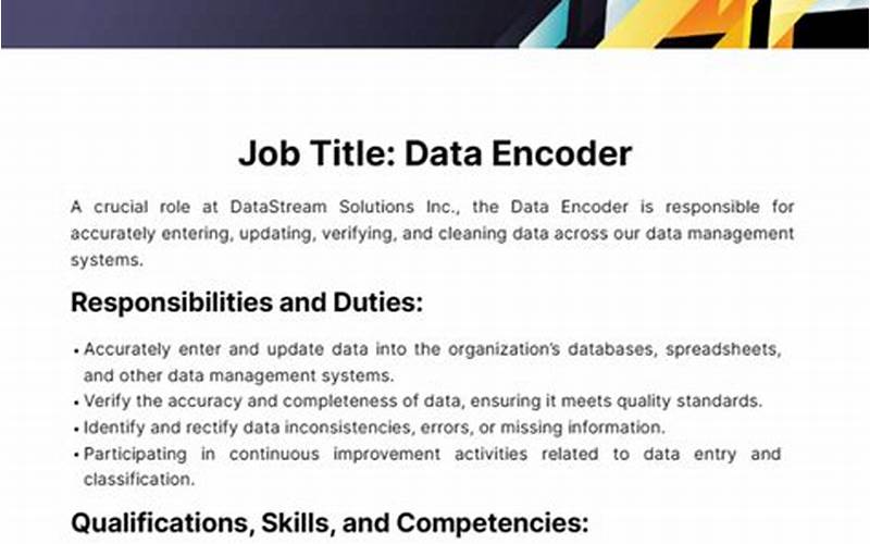 Data Encoder Job Description