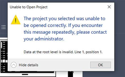 Data At The Root Level Is Invalid