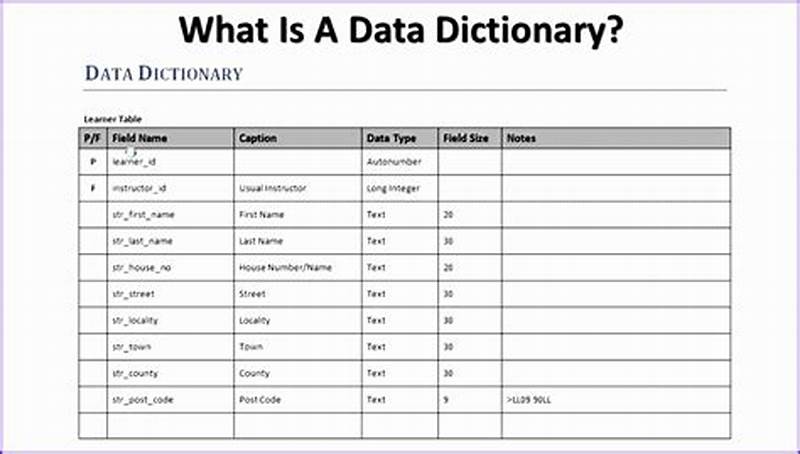 Data Dictionary Template Example