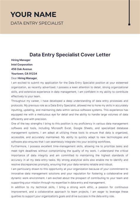 Data Entry Cover Letter Template