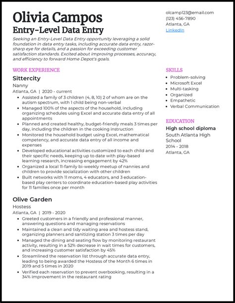Ace Your Job Hunt with the Best Data Entry Resume Examples: Expert Tips to Showcase Your Skills and Experience!