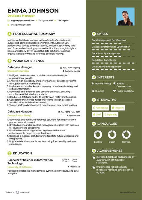 Database Management Resume